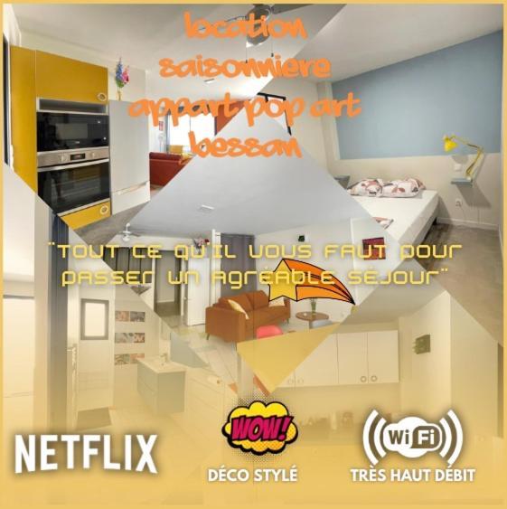 Appart Pop-Art Proche Autoroute, Plages Et Attractions, Wifi - Tv, Deco Stylee, Calme Bessan ภายนอก รูปภาพ